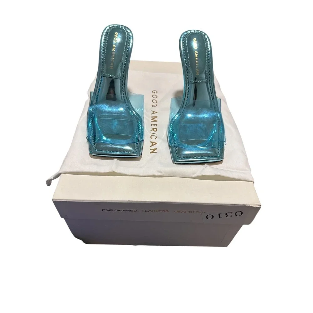 Good American light blue Cinderella wedge heel size 6‎